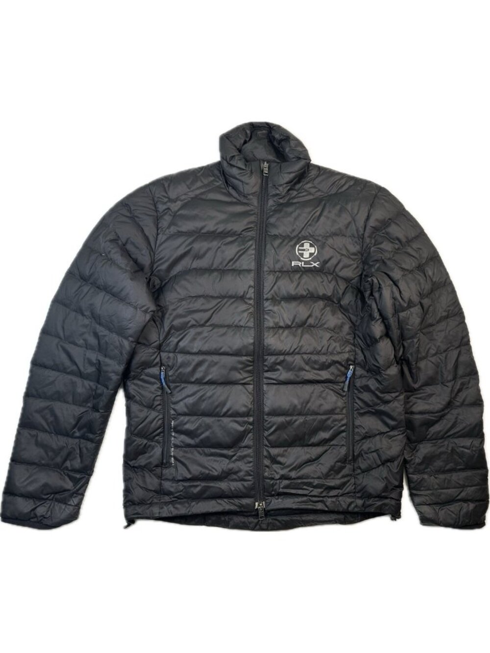 RLX Ralph Lauren Down Puffer Jacket Mens Small Black Lightweight Full Zip Golf